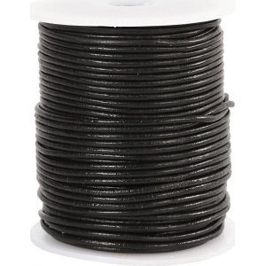 Lädersnöre - svart - 2 mm - 50 m Lädersnöre - svart - 2 mm - 50 m