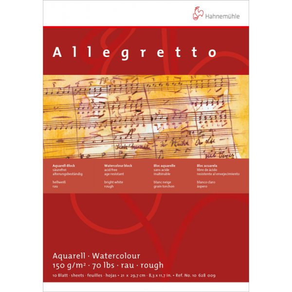 Akvarellblock Hahnemhle Allegretto 150g Fin-grov