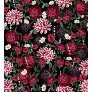 Mönstrad trikå - Dahlia bordeaux Mönstrad trikå - Dahlia bordeaux