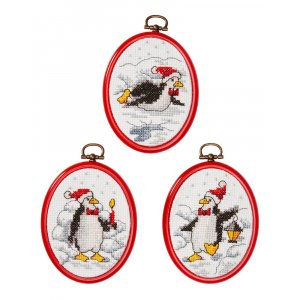 Broderikit Tavlor - Julpingviner Broderikit Tavlor - Julpingviner
