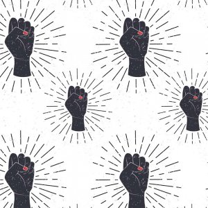 Mönstrad Trikå 150 cm - Black Lives Matter Mönstrad Trikå 150 cm - Black Lives Matter