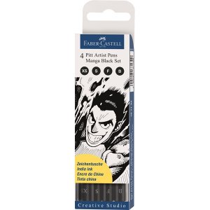 Ritpennset PITT Artist Brush Manga Black - 4 Pennor Ritpennset PITT Artist Brush Manga Black - 4 Pennor