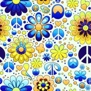 Blomsterpeace - blå/gul Blomsterpeace - blå/gul