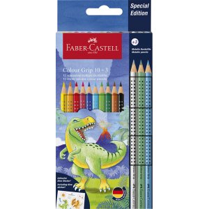Färgpennset - Faber-Castell - Redline CP Colour Grip - Dinosaurie 10+3 Färgpennset - Faber-Castell - Redline CP Colour Grip - Dinosaurie 10+3