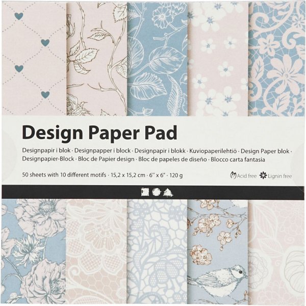 Designpapper - rosa - 50 ark