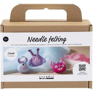 Mini DIY Kit Nålfiltning, mixade färger, Monster Mini DIY Kit Nålfiltning, mixade färger, Monster