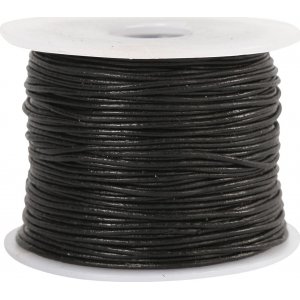 Lädersnöre - svart - 1 mm - 50 m Lädersnöre - svart - 1 mm - 50 m