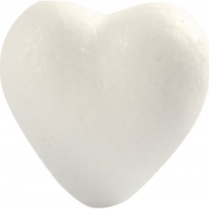 Hjärtan av frigolit - vit - H6 cm - 5 st Hjärtan av frigolit - vit - H6 cm - 5 st